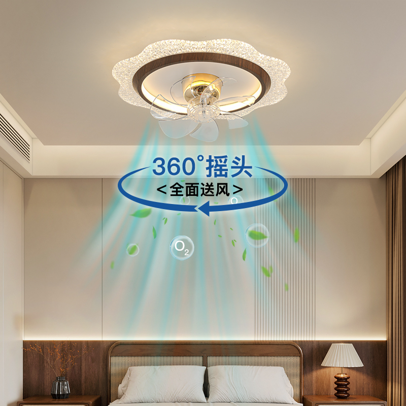 LED吊扇風扇燈餐廳客廳臥室現代簡約吸頂搖頭燈具