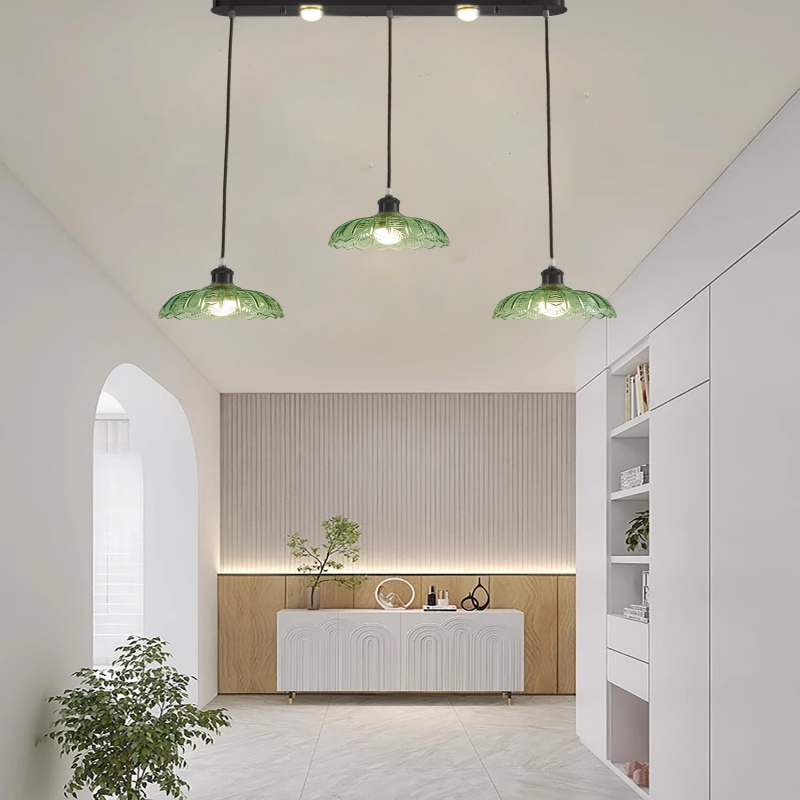 飛朵法式中古風餐廳吊燈美式複古餐桌燈陽台過道玻璃臥室床頭燈具