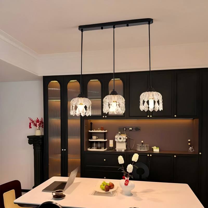 法式水晶餐廳吊燈長條餐桌吧台美式複古高級感輕奢大氣創意燈具
